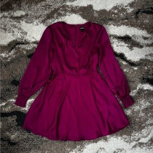 Express Women's Deep Magenta Long-Sleeve Dress